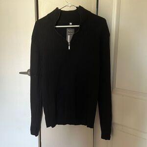 Men’s New Black Quarter Zip Sweater